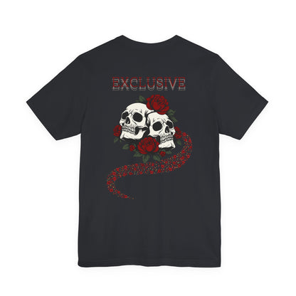 Copy of Copy of Copy of Copy of Skull Pair with Red Roses Tee | Gothic Floral Skull Shirt