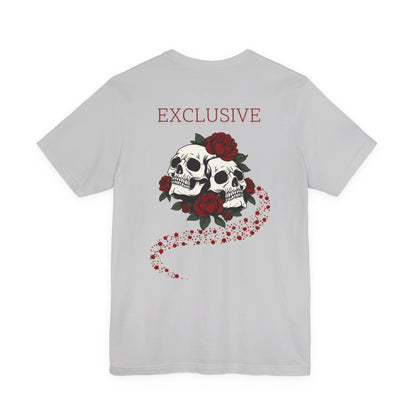 Copy of Copy of Copy of Copy of Skull Pair with Red Roses Tee | Gothic Floral Skull Shirt